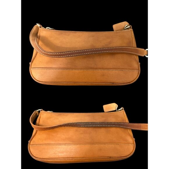 VTG Coach Purse Tan Leather Hampton Demi Baguette 7785 Wristlet Clutch Y2K Mini - Picture 7 of 10